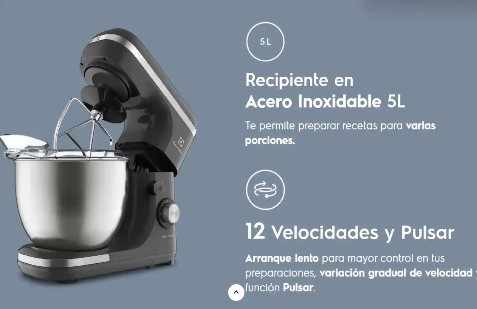 batidora de pedestal ekm40 con recipiente inoxidable 5l electrolux